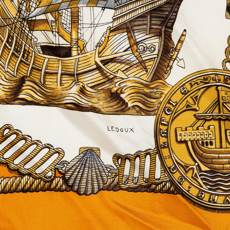 Hermès, two scarves "Nefs d'Or" and "Etriers".