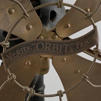 A desk fan, model Orbit, made by Veritys Ltd, Birmingham, early 20th century.