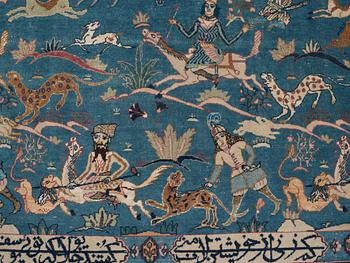 MATTA, antik/semiantik Täbris part silk figural, ca 345-346 x 217,5-232 cm.