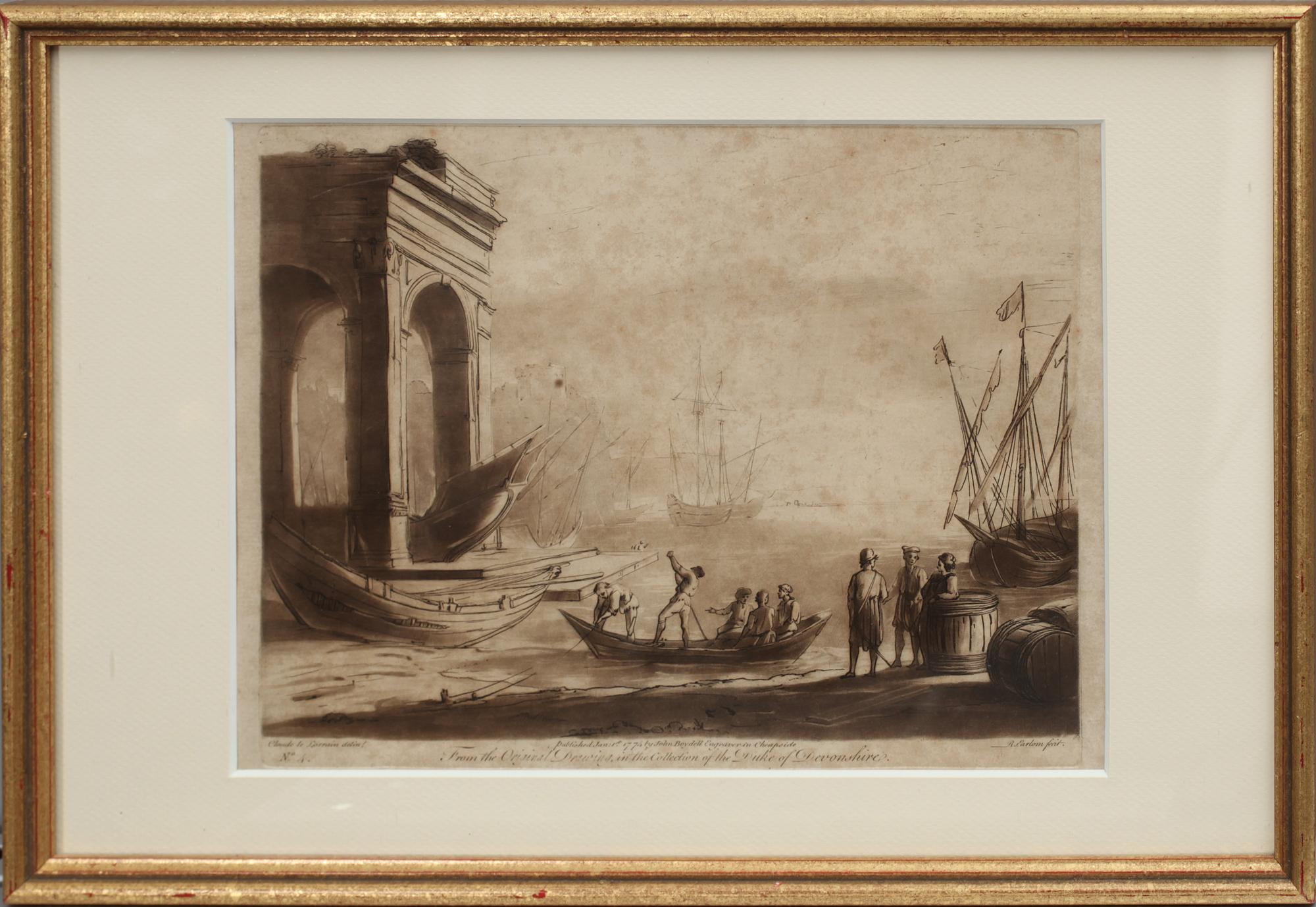 KOPPARSTICK, efter Claude le Lorrain, 1700-tal.