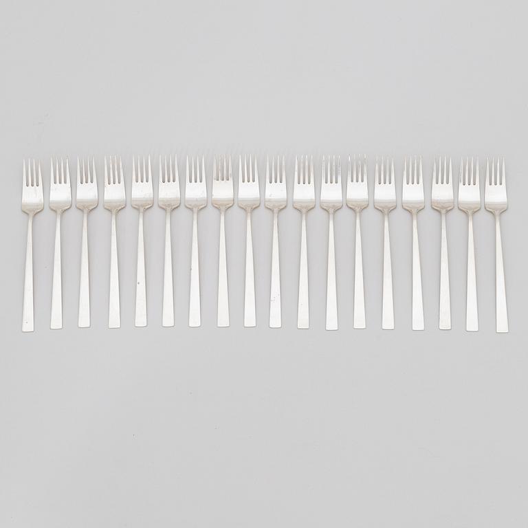 Bertel Gardberg, a 110-piece set of "Birgitta" silver cutlery, marked BG, Hopeatehdas oy, Helsinki 1956-65.