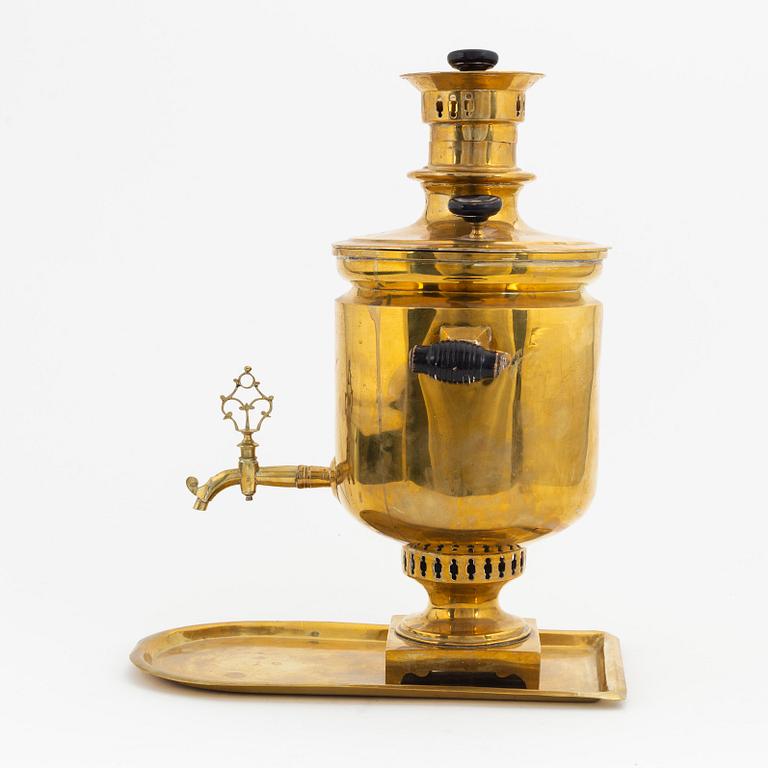 A circa 1900 brass samovar.