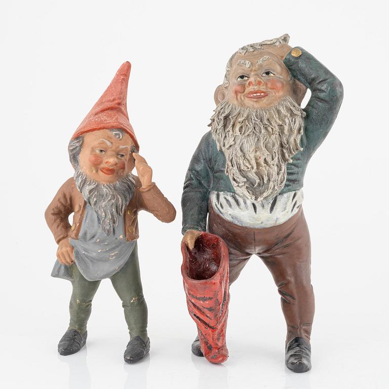 Four ceramic gnomes, first half of the 20th century.
