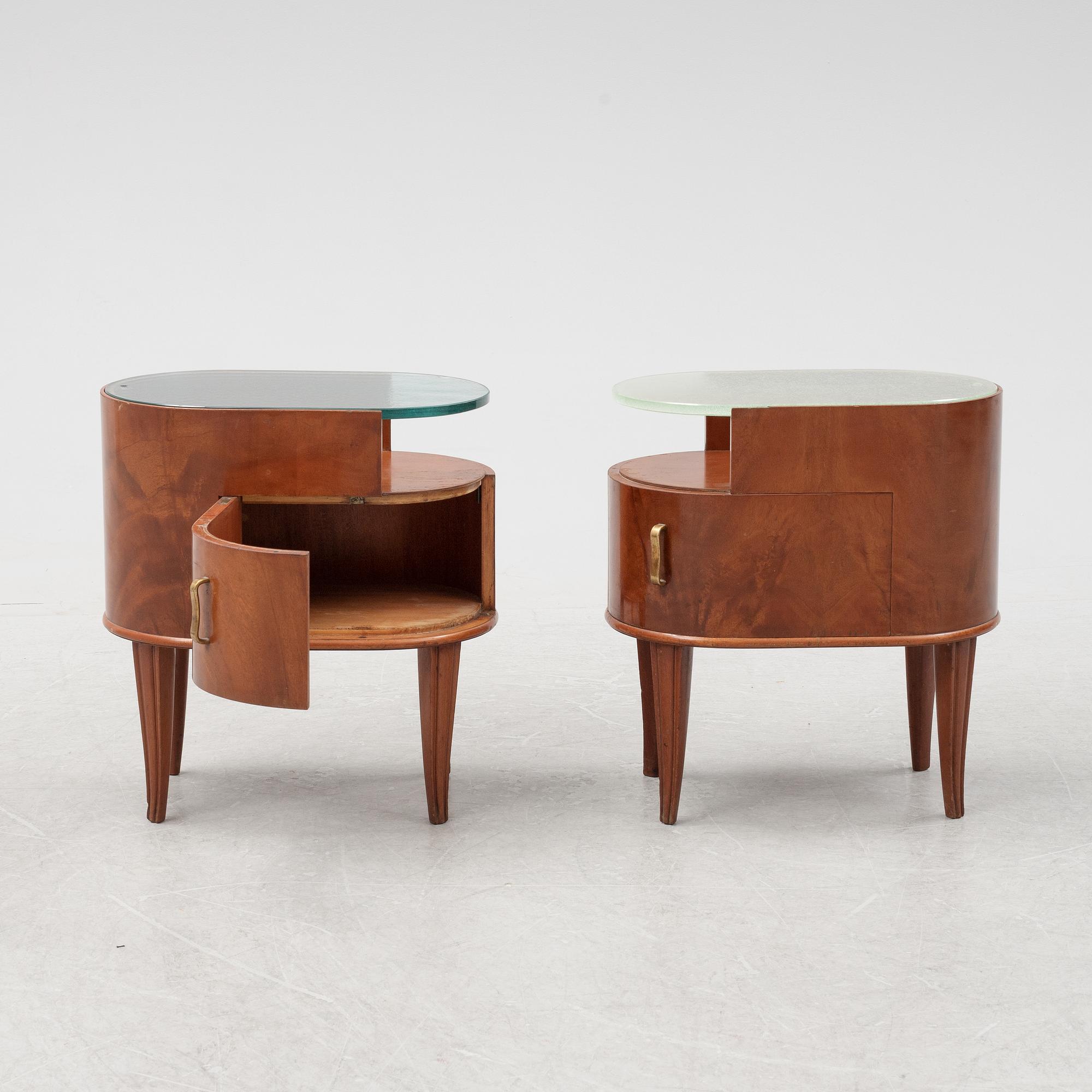 Axel Larsson, presumably, a pair of bedside tables, Svenska Möbelfabrikerna, Bodafors, 1940s.