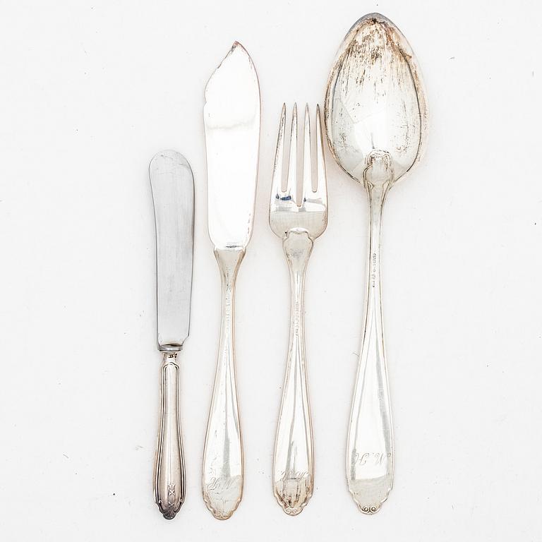 Bestickservis, 35 delar, silver, modell Vasa, GAB, Stockholm, 1924-58.