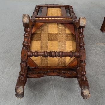 Two plus one firstr half of the 18th Century Baroque chairs.