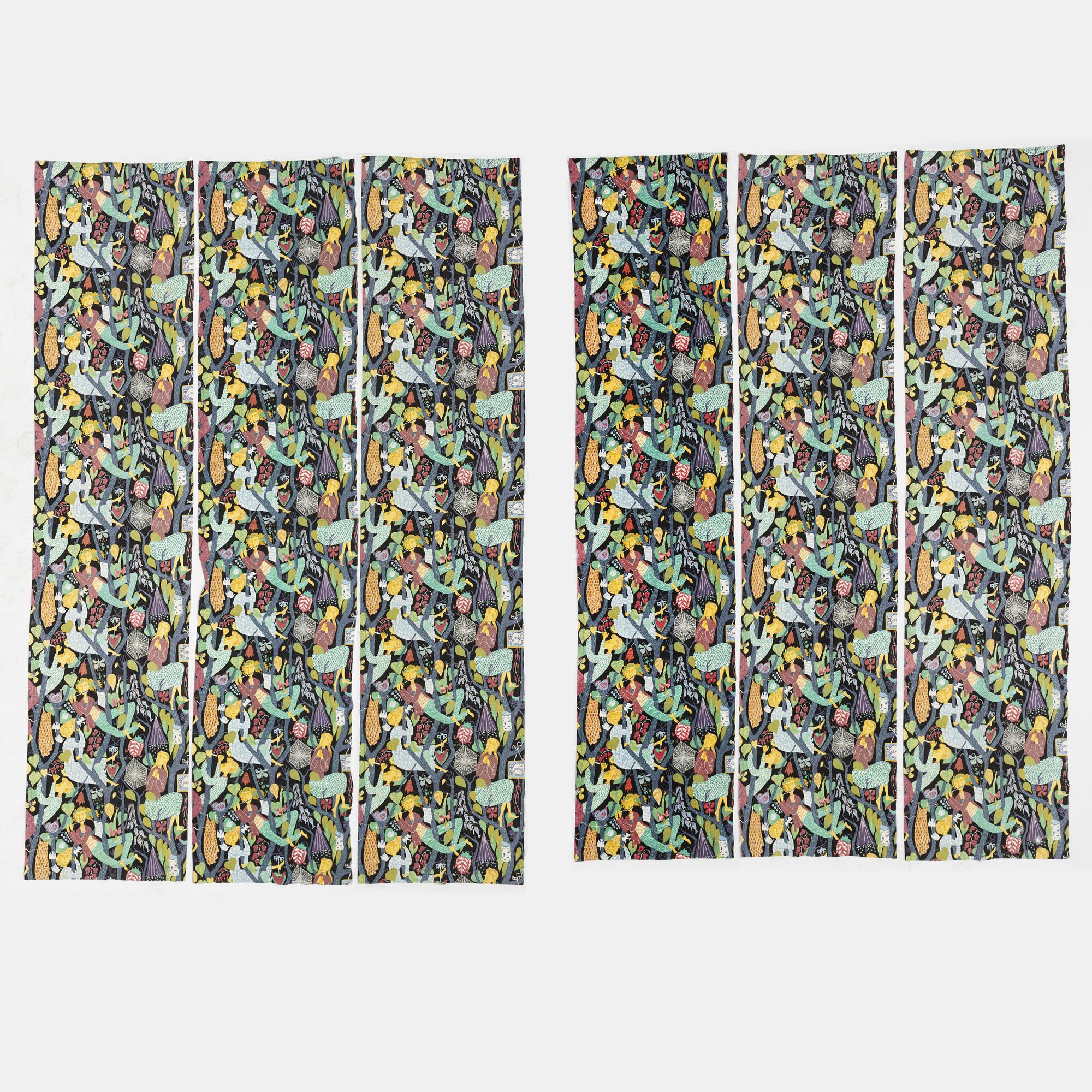 Stig Lindberg, six "Melodi" curtains, Sweden.