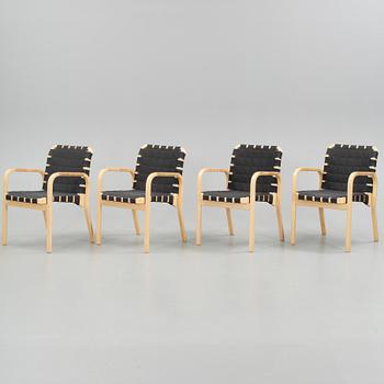 KARMSTOLAR, 4 st, modell 45, Alvar Aalto, Artek. Modellen formgiven 1947.