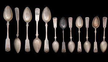 BESTICKUPPSÄTTNING, 49 delar, silver, "Musslan", Finland 1920-30-tal. Vikt ca 1308 g.