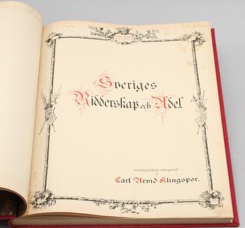 BOK, "Sveriges Ridderskaps och Adels Vapenbok", Carl Arvid Klingspor, Central tryckeriet, Stockholm, sent 1800-tal.