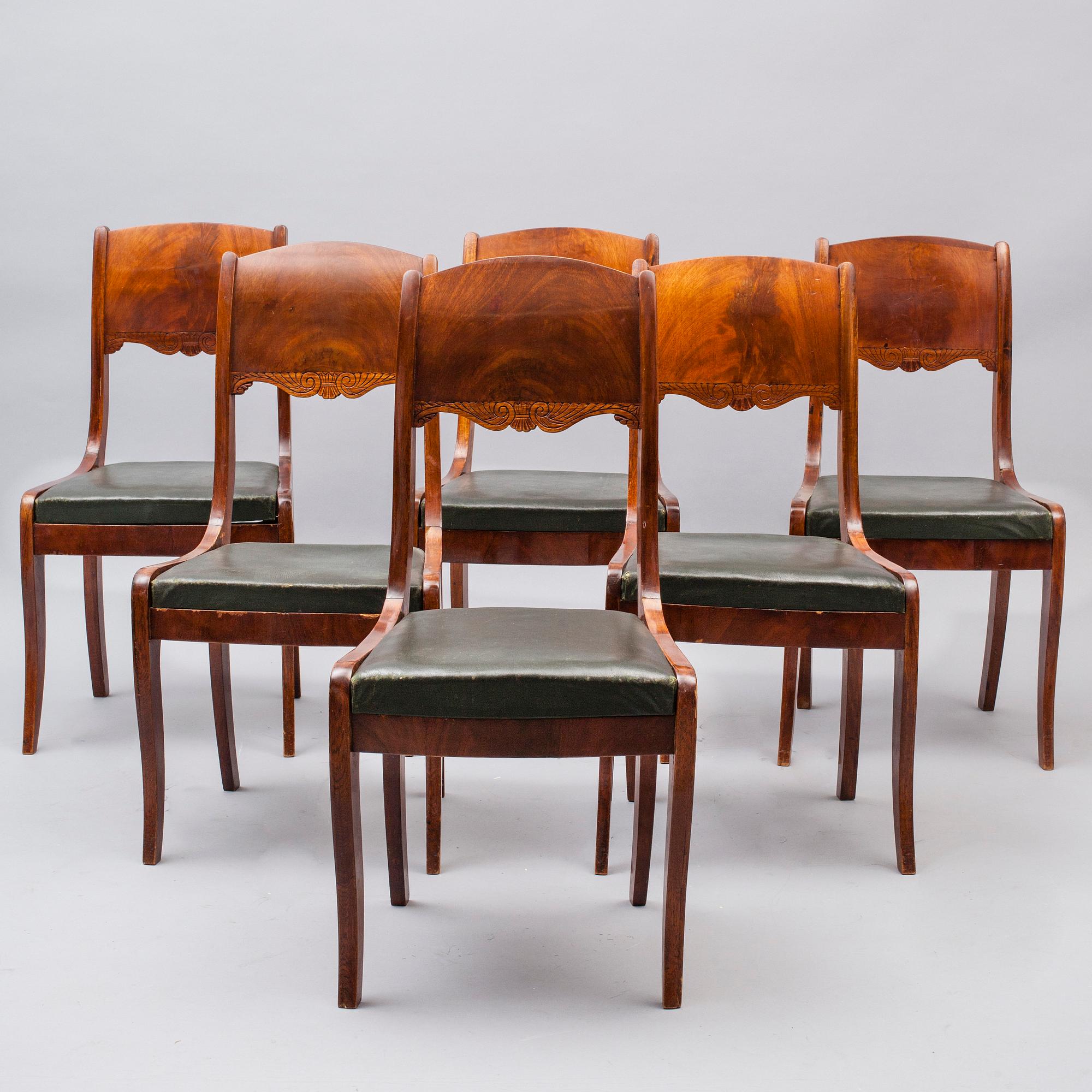 STOLAR, 6 st, biedermeier, Ryssland, 1800-talets mitt.