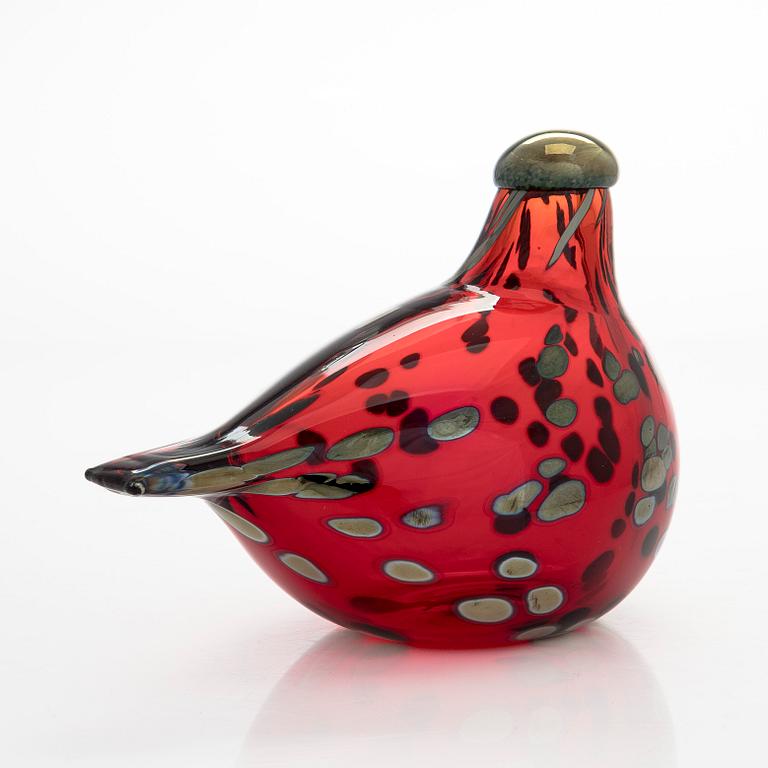 Oiva Toikka, a glass "Ruby Bird", signed O. Toikka Nuutajärvi.