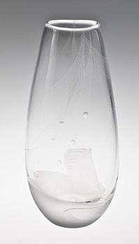 VAS, glas, "I fiskehamnen", Vicke Lindstrand, Kosta, 1950-tal.