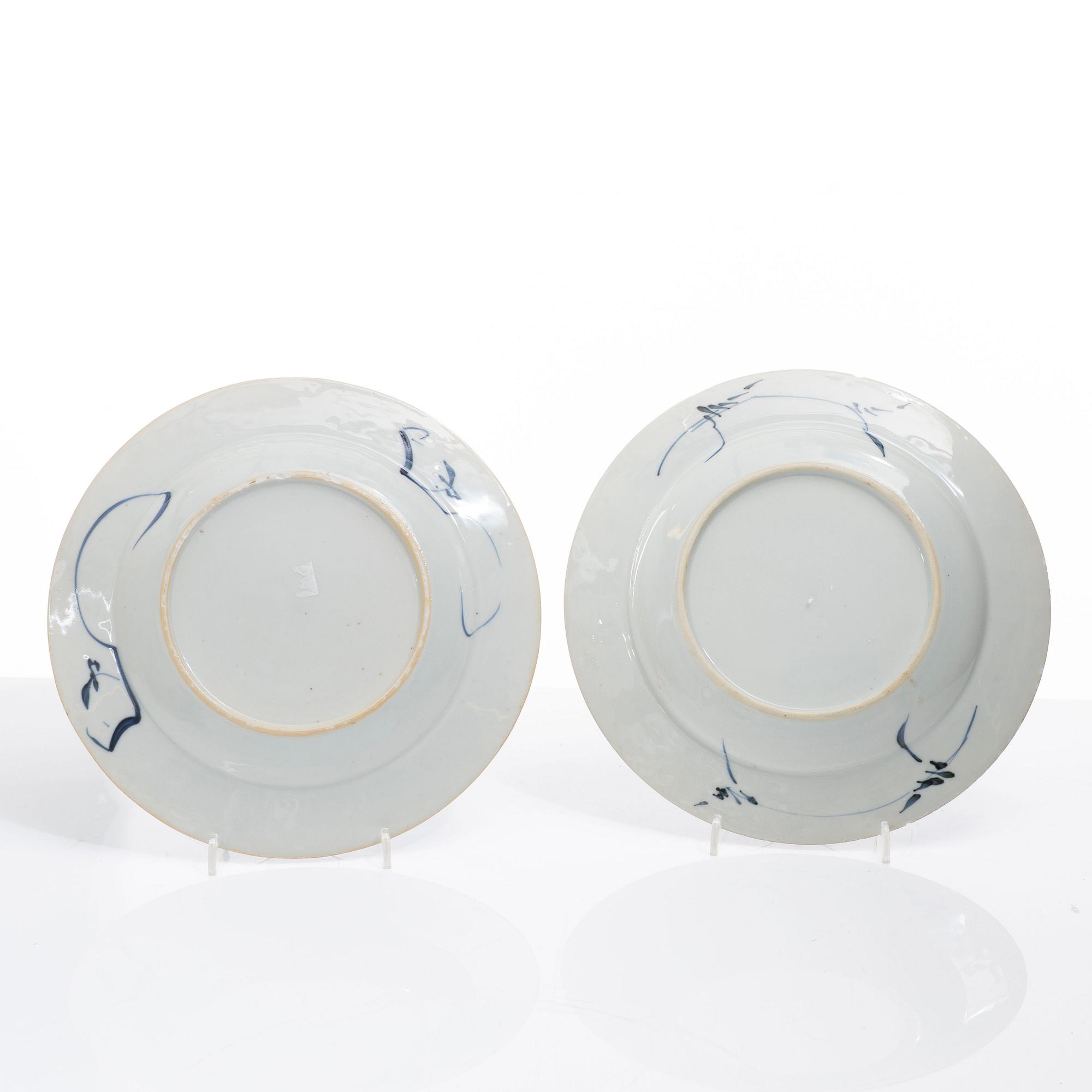 Tallrikar, 10 stycken, porslin. Qingdynastin, 1700--tal.