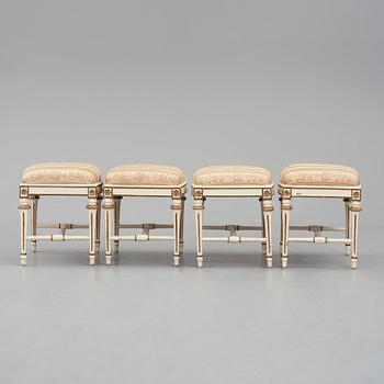 A set of four Gustavian stools by J E Höglander (master in Stockholm 1777-1813).
