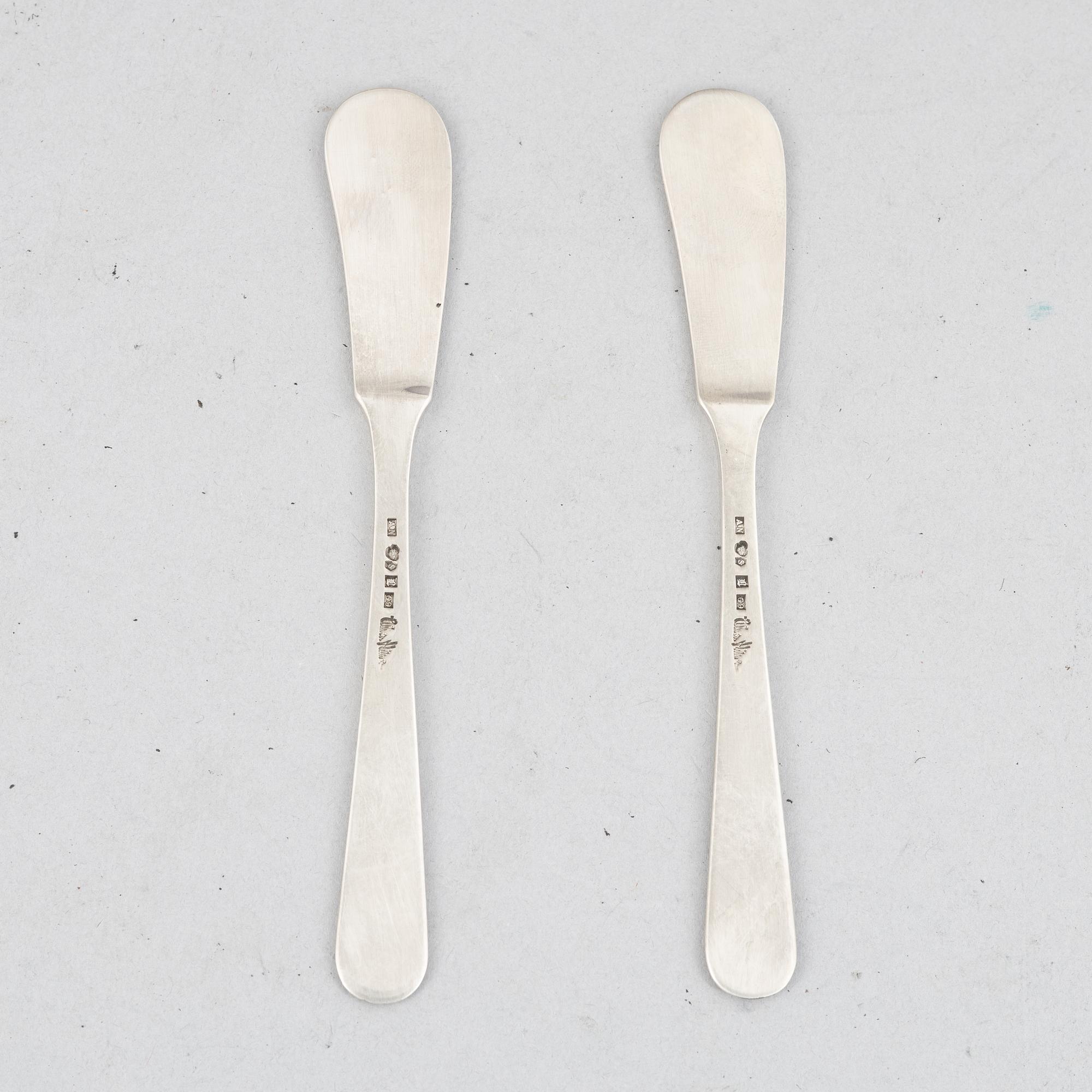 Wiwen Nilsson, butter knives, a pair, silver, Anders Nilsson, Lund 1957.