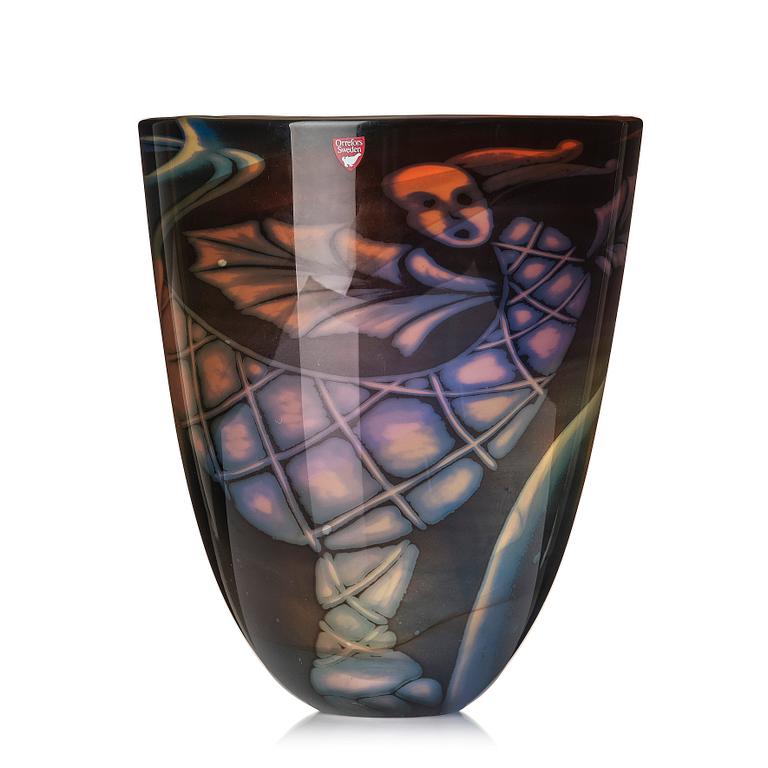 Eva Englund, a 'graal' glass vase, Orrefors, Sweden 1987.