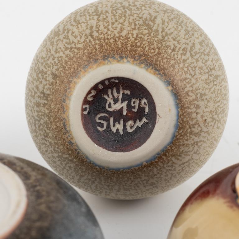 Six miniature stoneware pieces by Sven Wejsfelt, Berndt Friberg & Stig Lindberg, Gustavsberg Studio, Sweden.