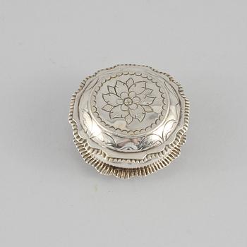 KYRKDOSA, troligen Petter Gökblad (1842-1863), Göteborg, vikt 50 gram.