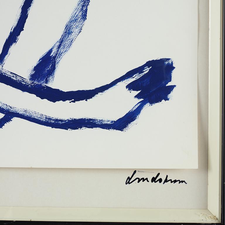 Bengt Lindström, acrylic on paper, signed with stamp, certified verso by Curt Aspelin, executed in the 2000s.