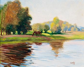 456. Eric Vasström, "EVENING SUN BY THE RIVER".