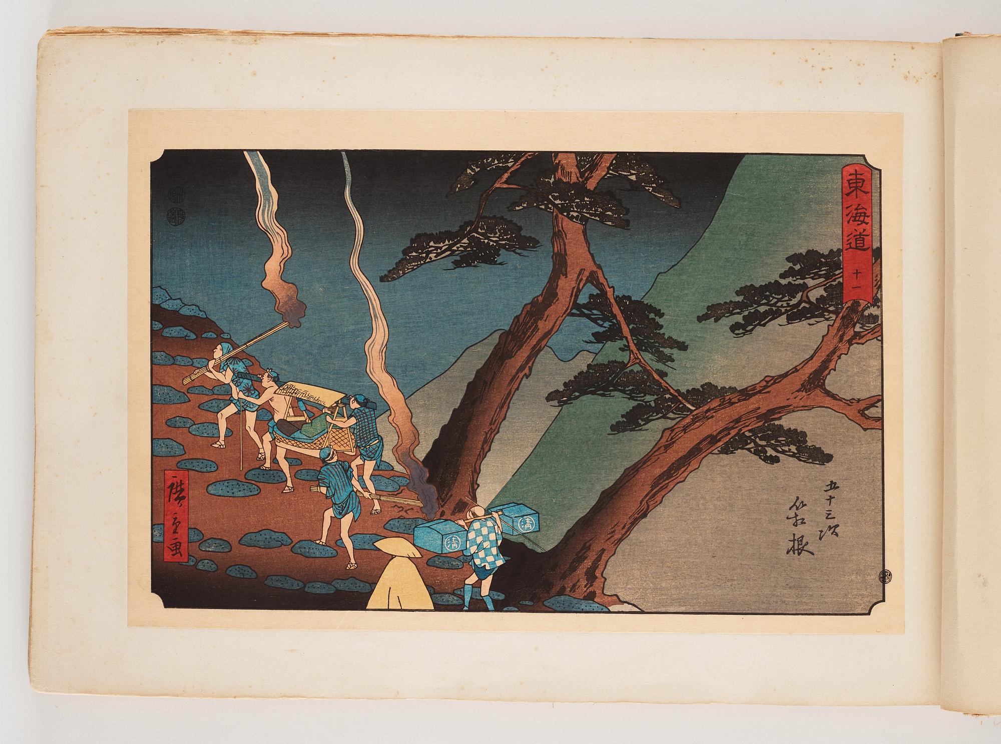An album with Japanese woodblock prints after Ando Utagawa Hiroshige (1797-1858), mid 20th Century. (37 prints).