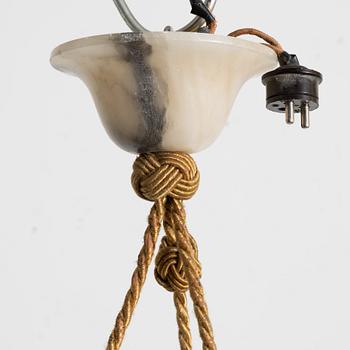 A ceiling lamp, alabaster, 1920s.
