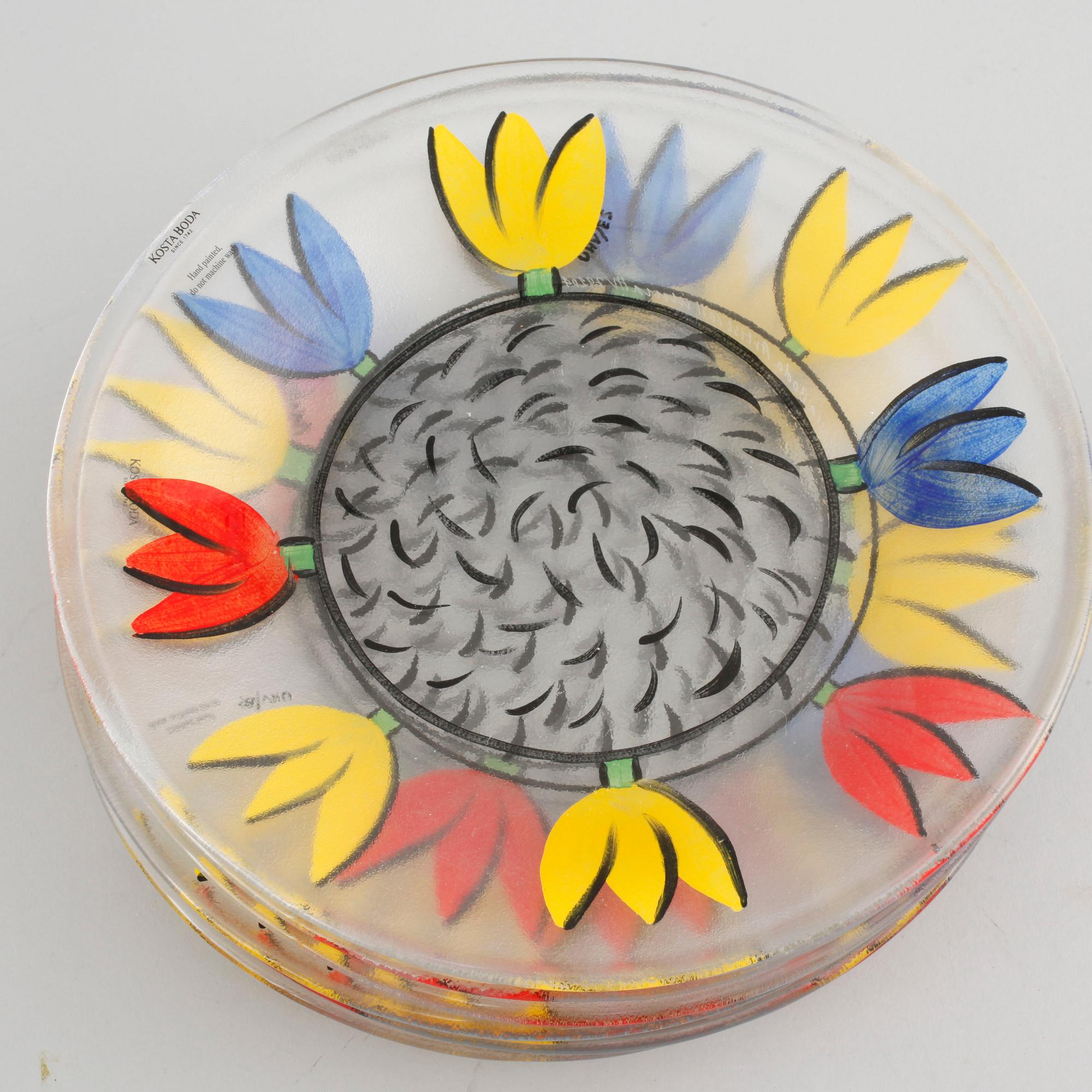 SERVISDELAR, 24 st, glas, "Tulipa", Ulrica Hydman-Vallien, Kosta Boda. sent 1900-tal.