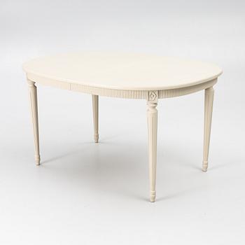A dining table with 10 chairs, Gustavian Style dining suite, second half of the 20th century.