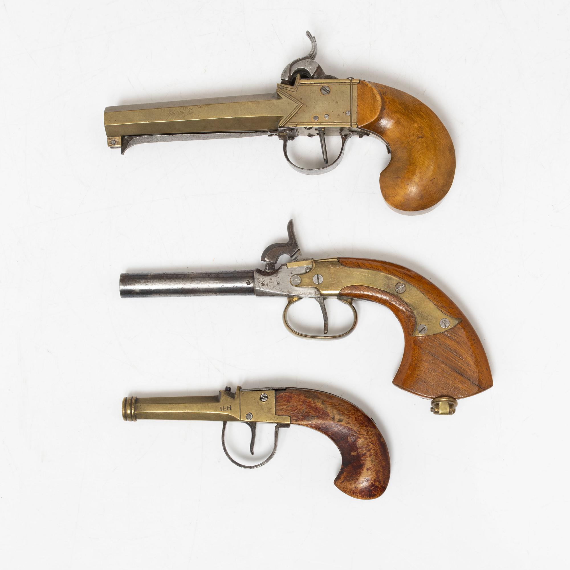 Slaglåspistoler, 3 st, 1800-talets andra hälft.