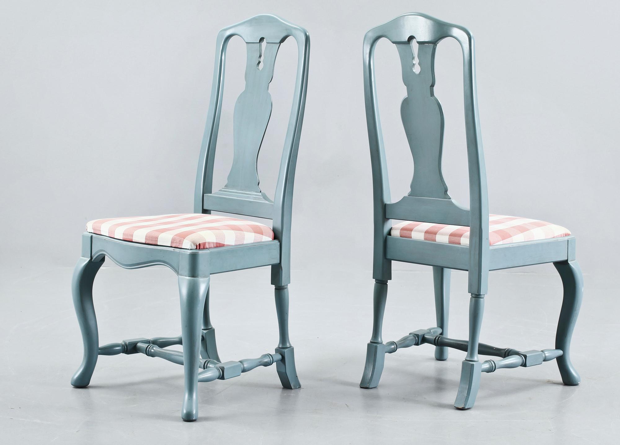 MATSALSGRUPP, 7 delar,  Rokokostil, K A Roos möbler och Inredningar AB, Kulla Gunnarstorp.  Sekelskifte 1900/2000.