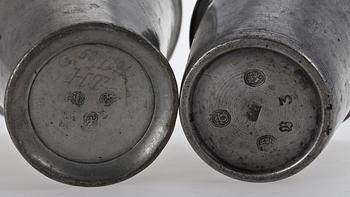 BÄGARE, 2 st, tenn, Karlskrona, 1700/1800-tal.