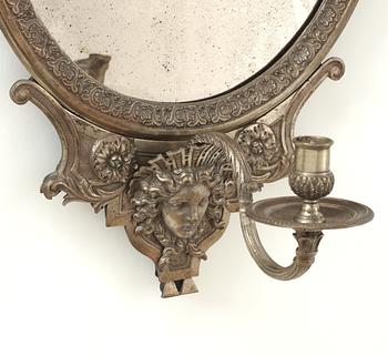 A pair of late Baroque circa 1720 argent haché girandole mirrors, Burchard Precht's workshop.