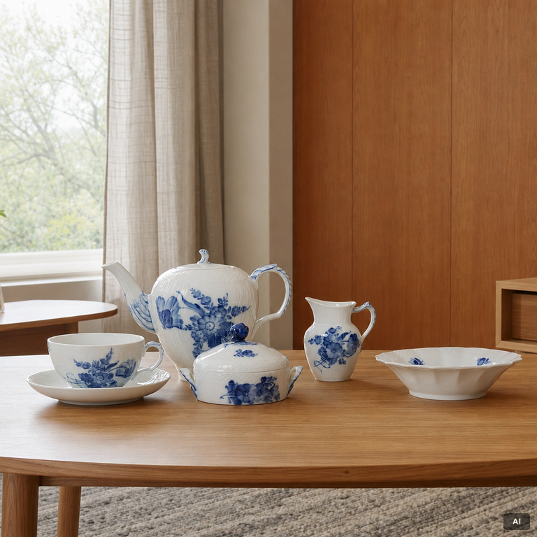 Royal Copenhagen, a 14-piece 'Blue Flower' tea service, Denmark.