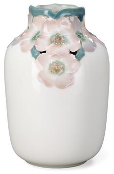 A Rörstrand Art Nouveau porcelain vase, decorated by Karl Lindström, circa 1900-1905.