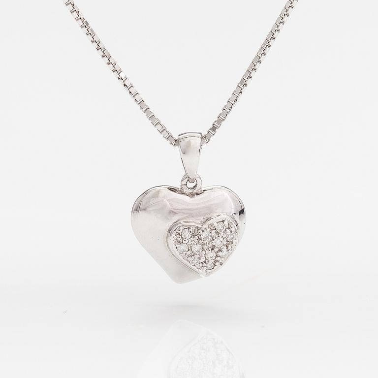 A 14K and 18K white gold necklace with diamonds ca. 0.055 ct in total.