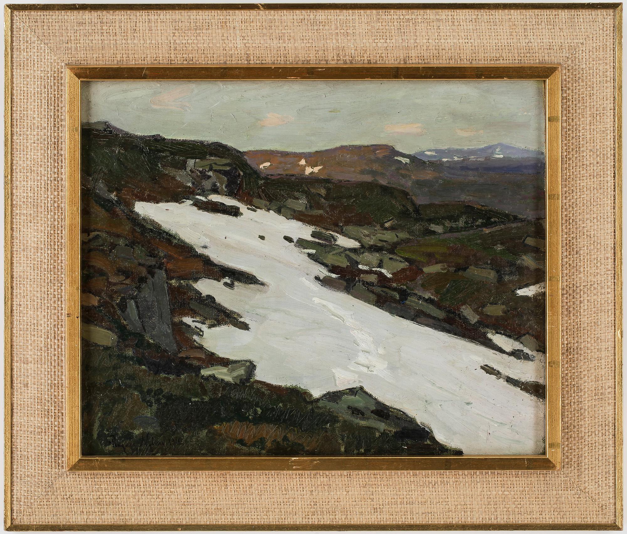 RAGNAR NYBERG, olja på pannå, signerad  o daterad 1912.