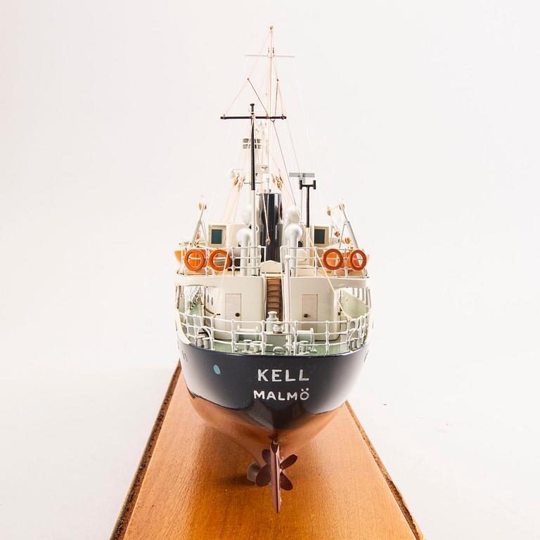 A ship model, M/S Kell, launched 1948.