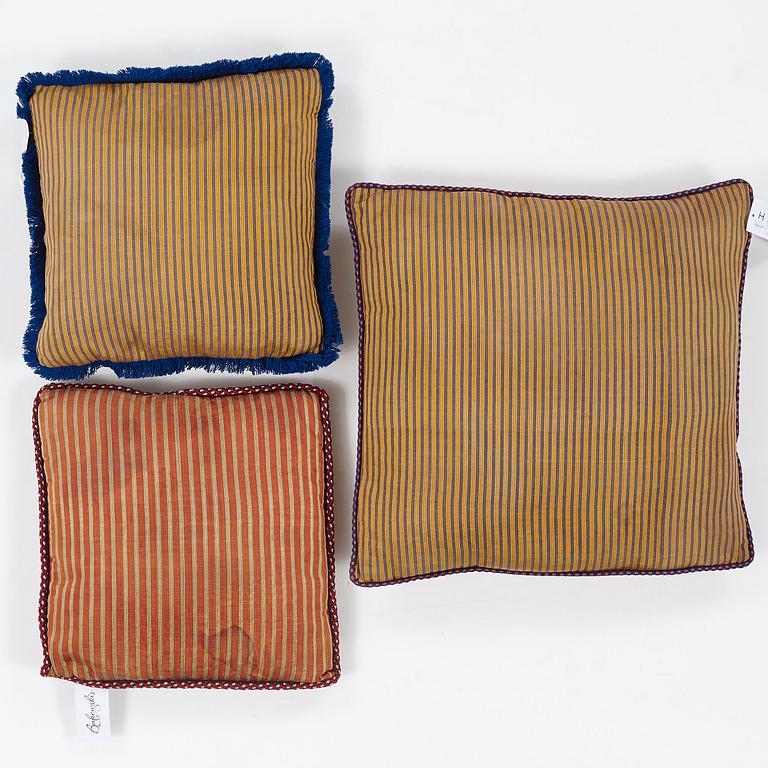CUSHIONS, 3 pcs., probably silk, second half of the 20th century.