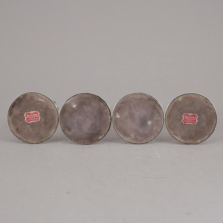 LJUSSTAKAR, 4st snarlika, silver, K&EC, Göteborg, 1956.