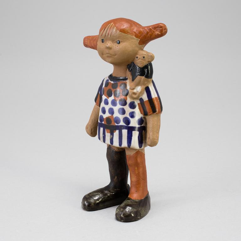 A stoneware figurine by Lisa Larson for Gustavsberg, Pippi Långstrump, produced 1969-1971.