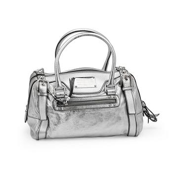 882. DOLCE & GABBANA, a silver colored leather shoulder bag, reportedly limited edition.