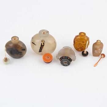 Nine snuff bottles, China, 20th century.