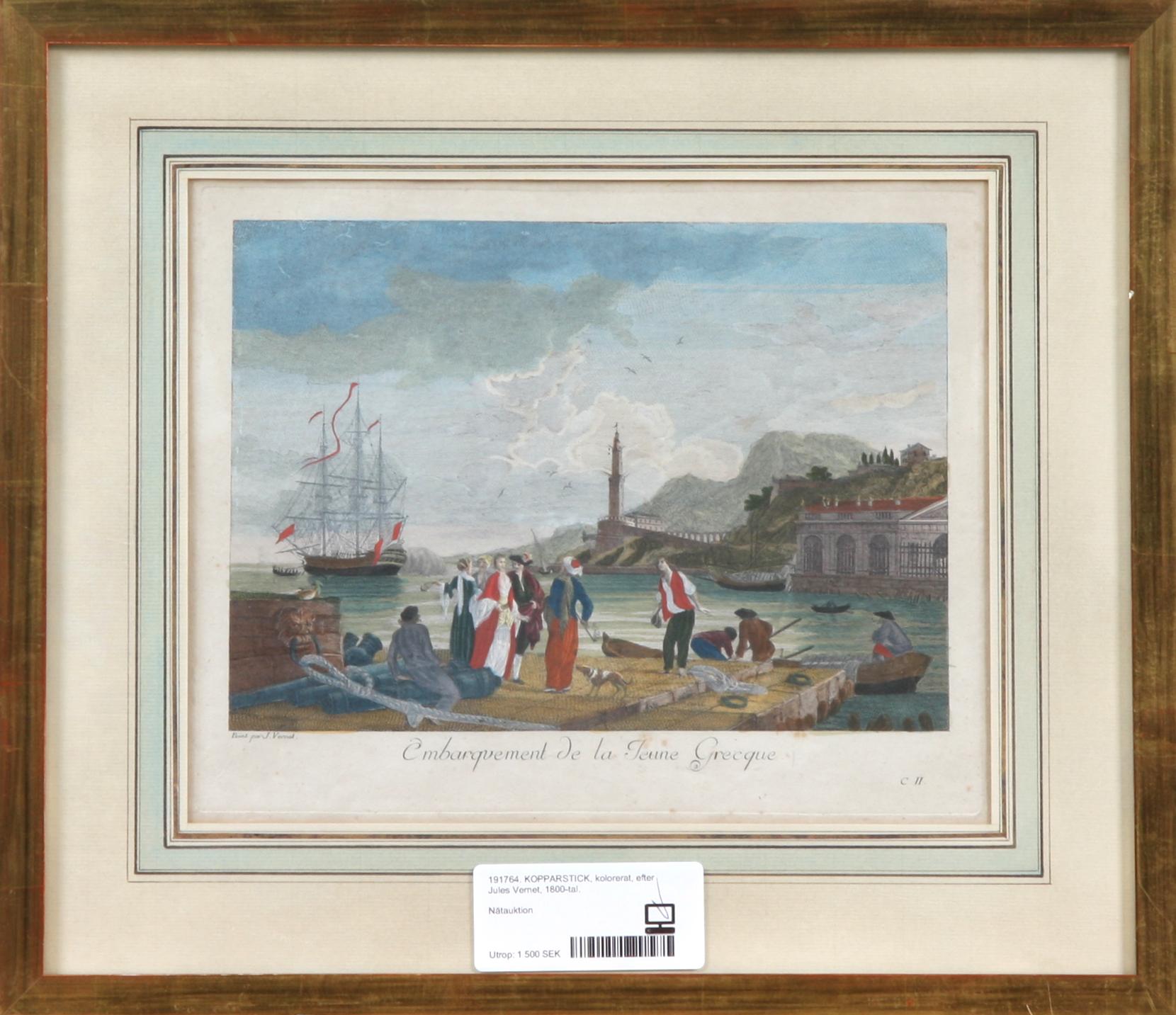 KOPPARSTICK, kolorerat, efter Jules Vernet, 1800-tal.