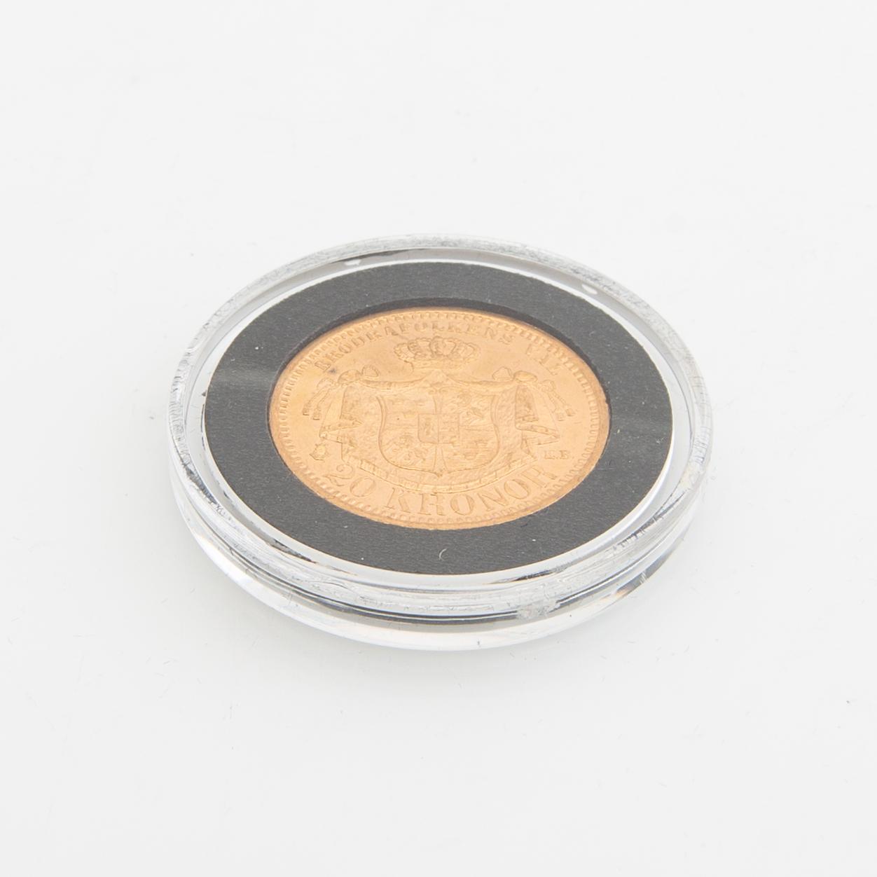 Guldmynt Sverige, Oscar II 20 kr, 1899.