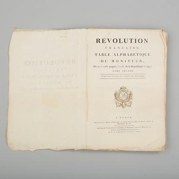 BÖCKER, två volymer med anknytning till Franska revolutionen (innehåller bl. a. ett porträtt av Bernadotte).