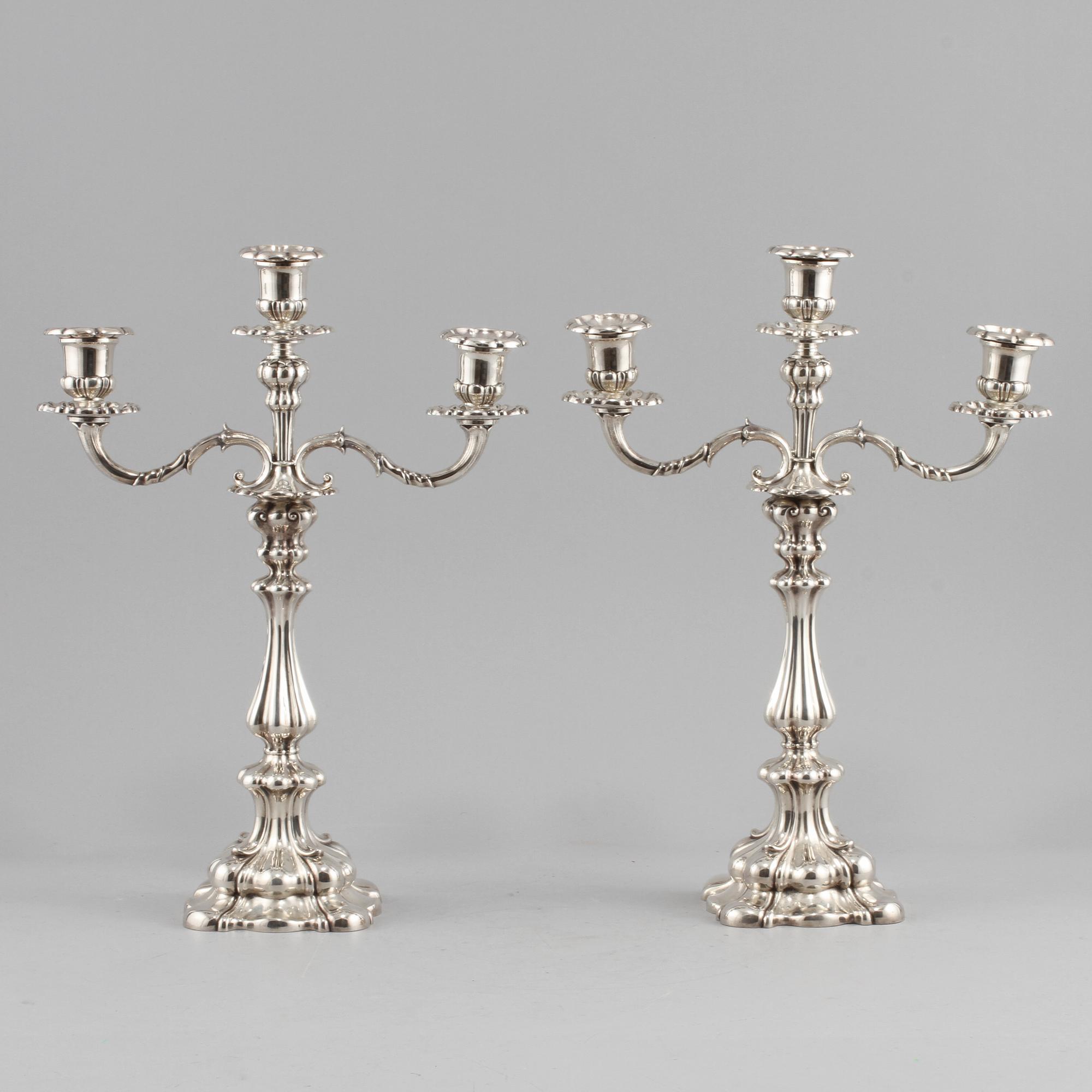 KANDELABRAR, ett par, silver, K A Andersson, Stockholm, 1927.