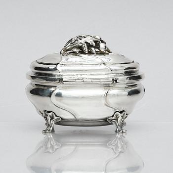 A Swedish Rococo 18th Century silver sugar-casket, marks of Petter Davidsson, Norrköping 1750.