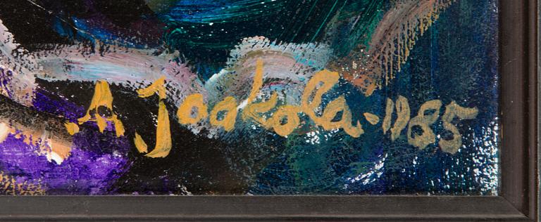 Alpo Jaakola, öljy levylle, signeerattu ja päivätty 1985.