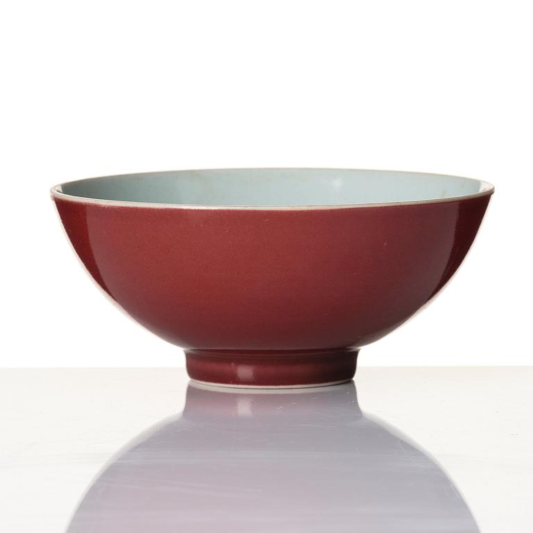 An copper-red glazed bowl, Qing dynasty, Yongzheng mark and of the period (1723-35).